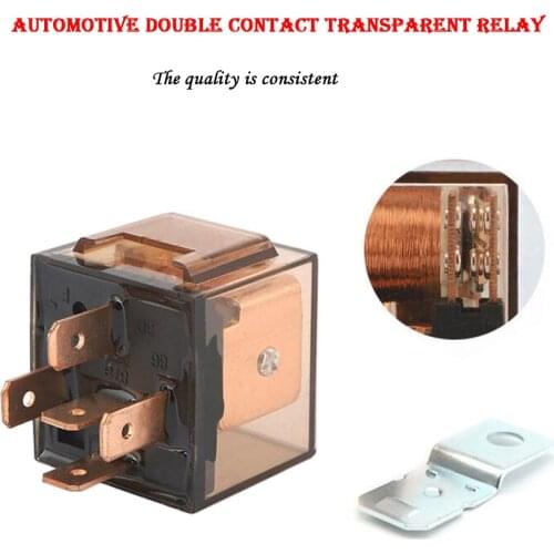 Automobile Transparent Shell Double Contact Relay High Current 100A Copper Wire Copper Foot Silver Point Electromagnetic Relay