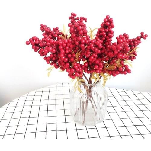 5PCS Imitation Holly Christmas Fruit High Imitation Acacia Bean Wedding Artificial Flower Berry