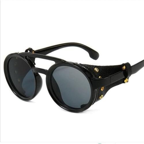 KAPELUS sunglasses Mens round sunglasses Snakeskin modified goggles Gold rivet glasses Fashionable and novel color changing sun