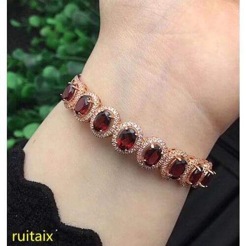 KJJEAXCMY fine jewelry 925 pure silver inlaid with natural large garnet female bracelet jewelry hot selling with box