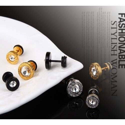 Fashion Round Anti-allergy Titanium Steel Punk Stud Earrings for Women Men Crystal Stainless Steel Earrings 2021 Trend Jewelry