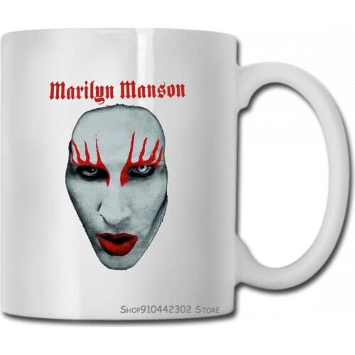 New Marilyn Manson Big Face Red Lips Gothic Mug Cup Women Men