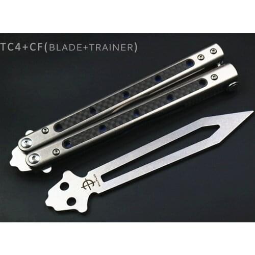 BALIPLUS Butterfly Trainer Jilt Knife BM51 V4 Titanium+carbon Fiber Handle D2 Blade Folding Survival EDC Free-swinging Knife