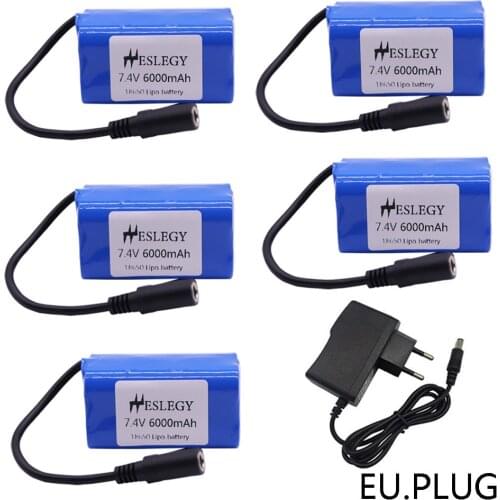 Upgrade battery with Charger For T188 T888 2011-5 RC Fish Finder Fishing Bait toy Boats Parts 7.4V 6000mah high Capacity battery
