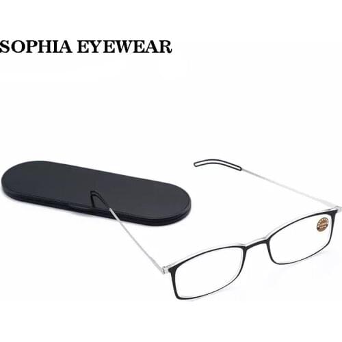 Sophia Thin Blue Light Blocking Reading Glasses Eyeglasses Men Women Portable Glasses Farsightedness With Phone Case Gafas+3.5+2