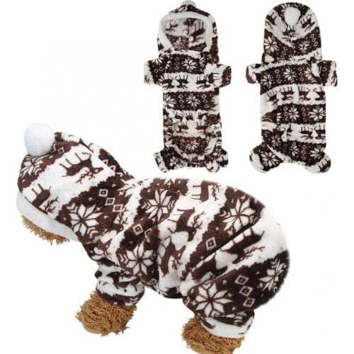 Plush Coffee Deer Autumn Winter Four Feet Pet Hoodies Clothes Warm Pajamas Clothing for Dogs Cats Four Legs Small Puppy Coat
