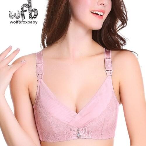 Retail cotton pregnant women on the deduction of feeding underwear with lace pieces gathered bra maternity pregnancy clothes