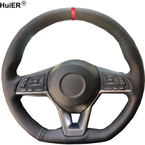Hand Sew Car Steering Wheel Cover Wrap Braid For Nissan Qashqai X-Trail Leaf Juke Micra Serena 2017 2018 2019 2020 2021 Altima