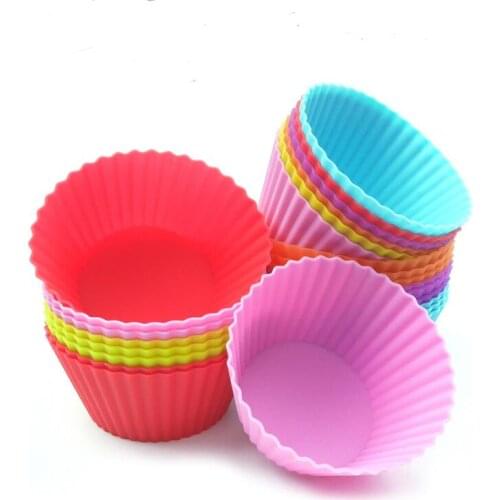 7cm Silicone Soft Round Cake Muffin Chocolate Cupcake Molds Bakeware Baking Cup Liner Molds Tray LX8038