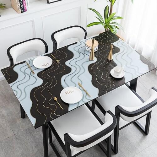 Nordic PVC tablecloth Frosted printed soft glass table mat Custom rectangular tablecloth anti-slip waterproof table tablecloths