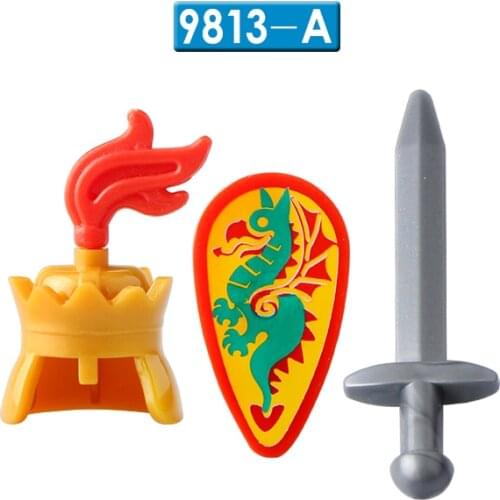 Medieval Castle Green Dragon Knight Petrified Knight with Weapons Action Figures Building Blocks Bricks Toys 9812 9813 9814 9811
