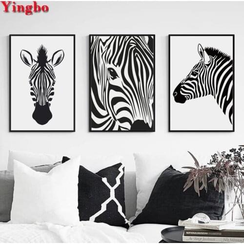 Triptych painting 5D Diamond Embroidery Animal zebra diy diamond painting 3 pcs/set cross stitch mosaic picture Nordic style