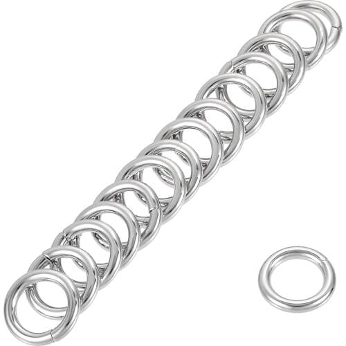 Uxcell Metal O Ring 16mm(0.63") ID 3.8mm Thickness Iron Rings for Hardware DIY Accessories Silver Tone 15pcs