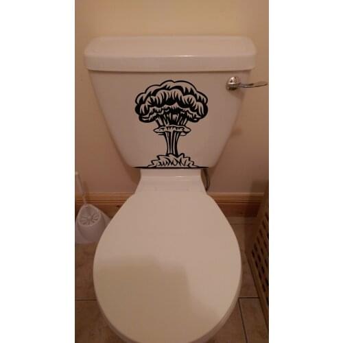 Funny Mushroom Cloud Toilet Sticker Washroom Bathroom Vinyl sticker Explosion Poop Fart Silhouette Toilet Poster Decor S-37