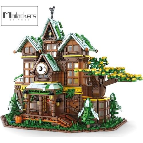 Mailackers City Buildings Winter Time House Architecture Creator Christmas Gift Building Blocks City Sets House Bricks Kids Toys