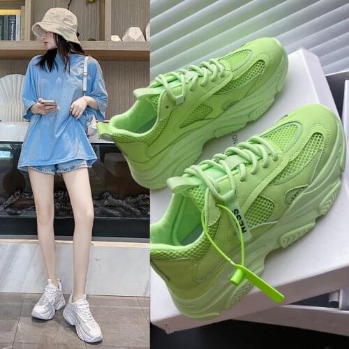 2021 Sneakers Women Fashion Breathable Mesh Sport Trainers Shoes Thick Sole Platform Shoes Women Chunky Sneakers
