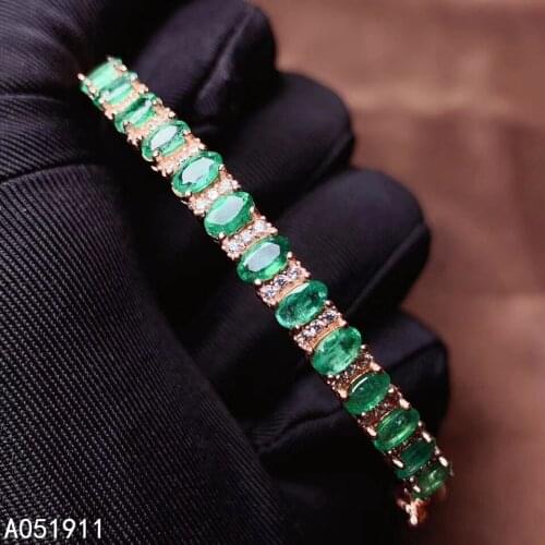 KJJEAXCMY fine jewelry natural Emerald 925 sterling silver new women hand bracelet wristband support test luxury