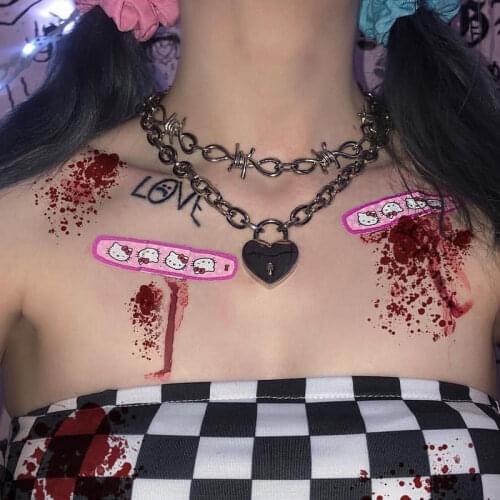 Harajuku Stainless Steel Necklace for Women Jewelry Bead Chain Female Symbol Internet Girl Choker Punk Rock Collares Mujer CL54