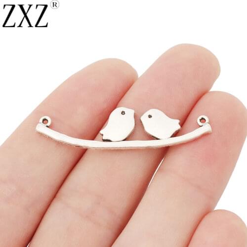 ZXZ 20pcs Tibetan Silver Bird Connector Charms Pendants for Necklace Bracelet Jewelry Making Findings 43x11mm