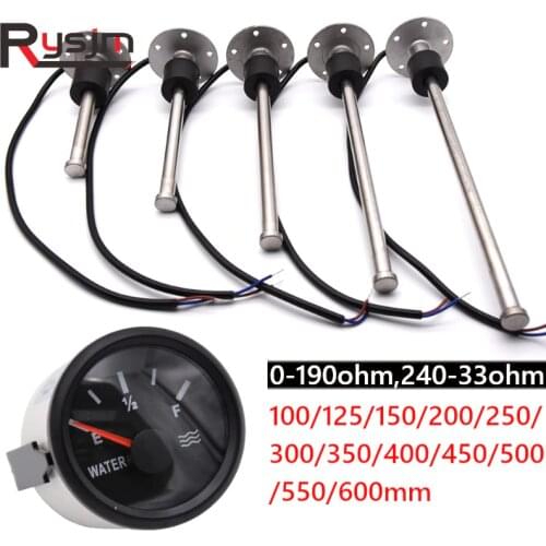 100/125/150/200/250/300mm Water Level Gauge Sensor fit 0-190ohm 240-33ohm 52mm Car Water Level Gauge Fuel gauge Fuel Sender Unit