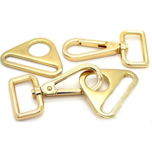 20 sets Gold Swivel Push Gate Snap Hooks Lobster Claw Clasp come with Triangle Rings