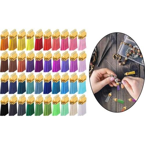 200Pcs Colored 38mm Leather Tassel Keychain Blanks Pendants Bulk for DIY Keychain Craft Jewelry Making