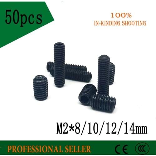 50pcs M2*8/10/12/14 mm Carbon Steel Screws Nut Headless Nuts Metric Thread groove Black Hex Fastener Socket Cap Head Screws