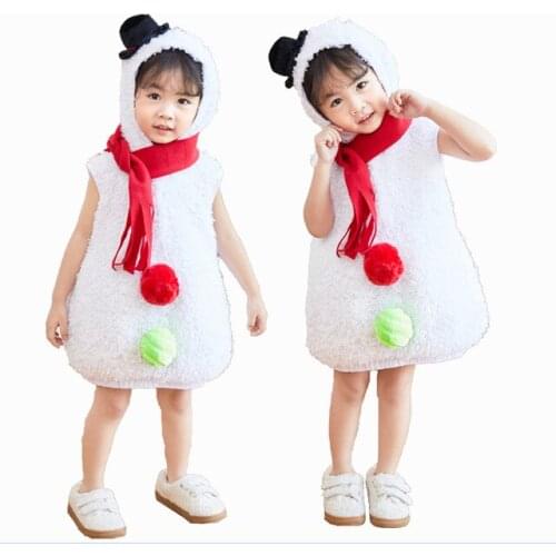 Halloween Christmas Kids Cosplay Snowman Costume Childern Dress Up Cute Snow Baby Girl Boy Fancy New Year Carnival Party Dress