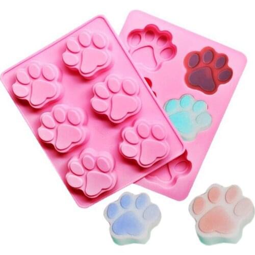 6 Cavities Cat Feet Handmade Soap Mold DIY Craft Baking Cake Mold Home Supplies Silicone Molds For Soap