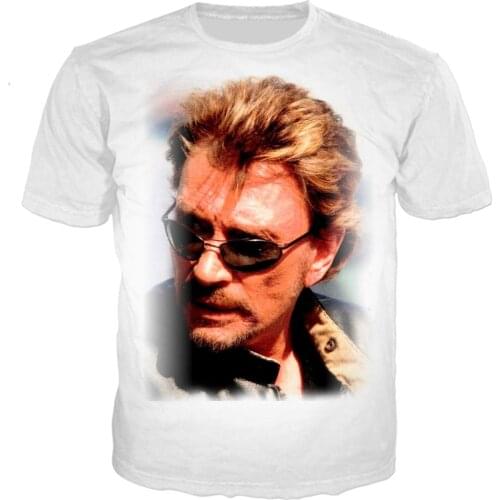 3D Print Pop Singer Johnny Hallyday t shirt Rock tshirt Unisex Casual Streetwear hip hop clothing harajuku Tops Camisa Masculina