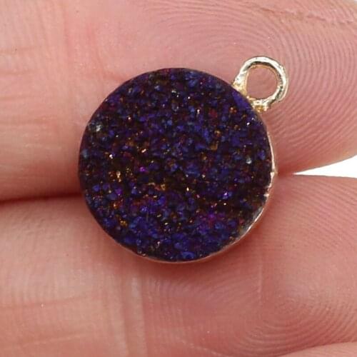 Natural Stone Pendant Round Plated White Agates Pendant Necklace For DIY Jewelry Best Birthday Gift Size 12x16mm