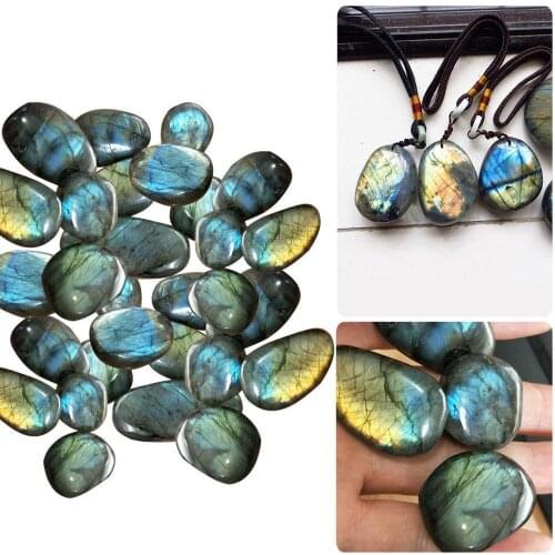 HOT SALES!!! Fancy Faux Moonstone Labradorite Polished Healing Stone DIY Pendant Home Decor