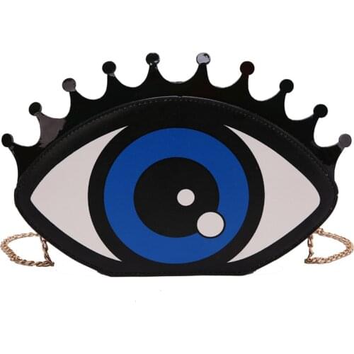 Fashion Design Big Eyes Trendy Womens Chain Crossbody Small Bag PU Harajuku Hip Hop Cool Party Clutch Messenger Bag Handbag