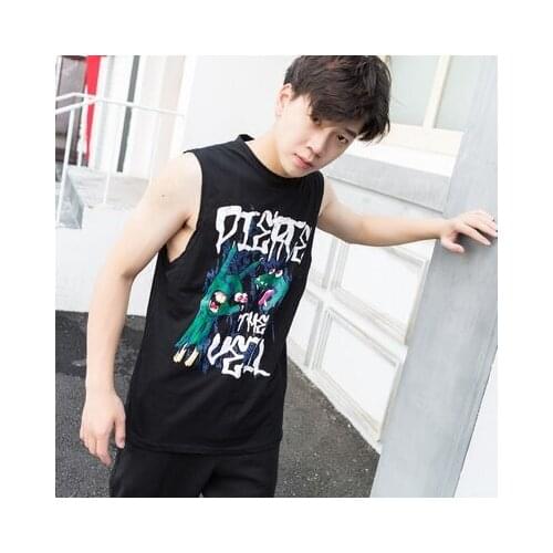 Korean summer new loose fit mens loose fit sports mens Vest sleeveless T-shirt increases t-fashion basketball vest