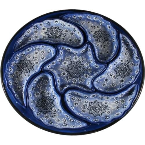 Handmade Ceramic Turkish Bowls For Cookie and Chips Set of 9, Blue