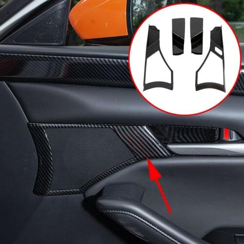 Car Door Trim Fit For Mazda 3 Axela 2019 2020 Carbon Fiber Interior Door Side Armrest Cover Decoration Protector Accessories