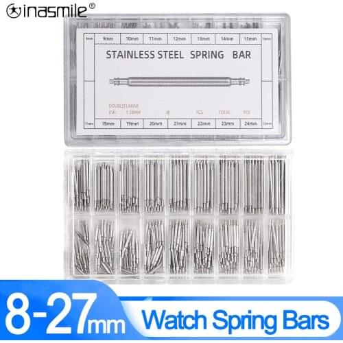 Excellent 8mm-27mm Stainless Steel Spring Pins Watch band Spring Bars Strap Repair Tools Bracelet Link Pin Watchband Accessories