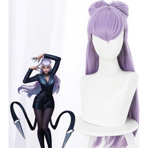 Game LOL Cosplay KDA Baddest Evelynn Wig 80cm Purple Heat Resistant Synthetic Hair Party Wigs