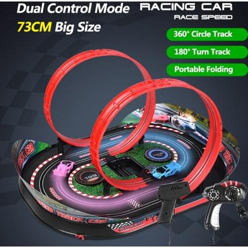 73CM Big Size Portable Folding RC Rail Car Electric Hand Crank Dual Mode Lap Count Cool Light Parent-child Interaction RC Toys