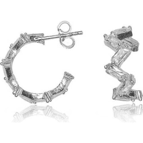 With silver Cubic Zirconia Zigzag Ring Earrings