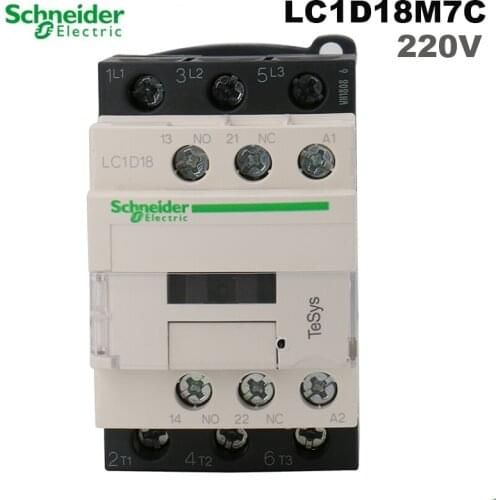 Schneider Electric LC1D18M7C Q7C Coil 220VAC Contactor Relay TeSys D 3P 18A 1NO+1NC Load Standard LC1D Brand New Original Export