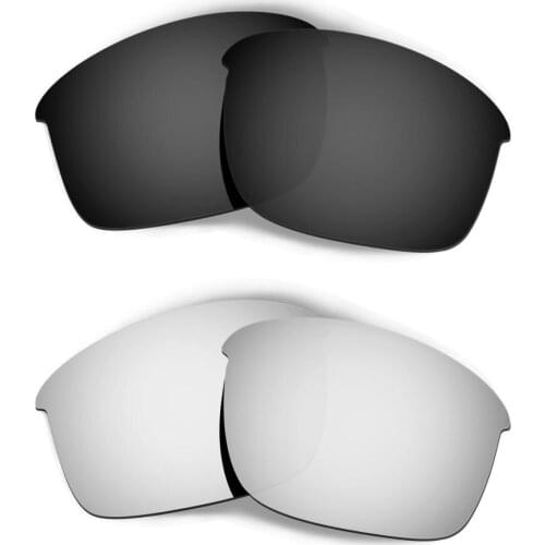 HKUCO For Bottle Rocket Sunglasses Replacement Polarized Lenses 2 Pairs - Black & Silver