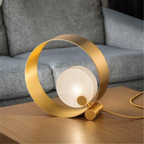 Modern personalized small table lamp simple ring metal family living room bedroom bedside net red decorative table lamp
