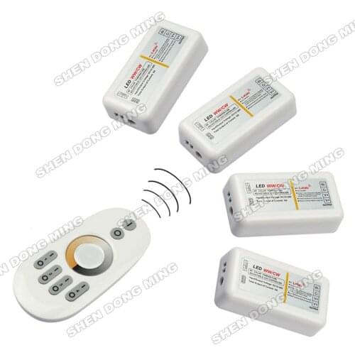Free Shipping 4pcs Color Temperature Adjustable LED Controller With Rainbow Touch RF Remote DC12-24V 8A MAX386W LED Controller