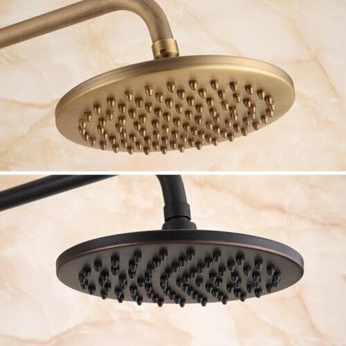 8 Inch Round Water Saving Shower Head Antique Black Copper Bathroom Round Top Rainfall Shower Head Sprayer