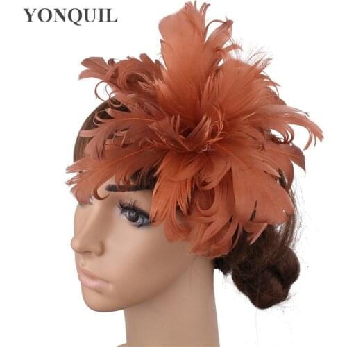 Many Colors High Quality Feather Flower Headpiece Headbands Fascinator Hair Accessories Brooches Party Hats Wedding Hats SYF256