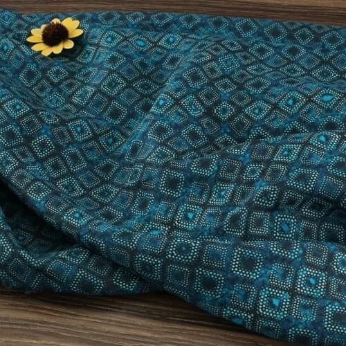 High quality pure ramie fabric Summer retro printing tissus High-end dresses and gowns fabrics