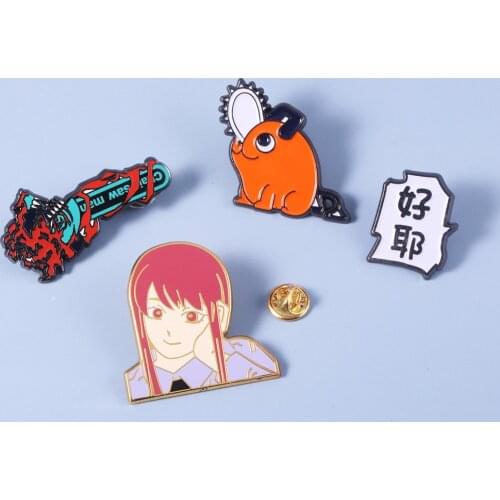 Japan Anime Chainsaw Man Pochita Metal Brooch Pins Devil Hunter Makima Figure Badge Brooch For Cartoon Fans Lapel Pin Jewelry
