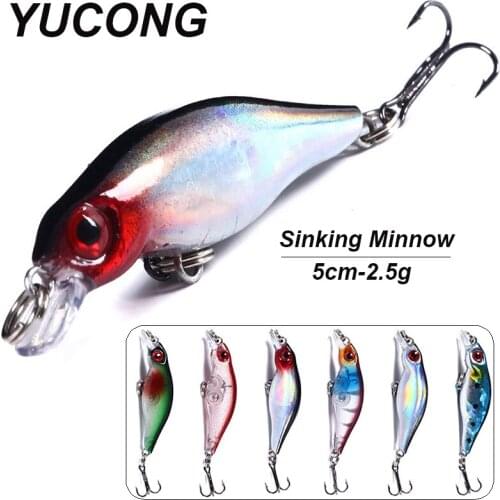 YUCONG 1PX Mini Trout Bait 5cm-2.7g Slow Sinking Minnow Lure Pike Wobbler Jerkbait Hard Fishing Lure Crankbait Bass Isca Pesca