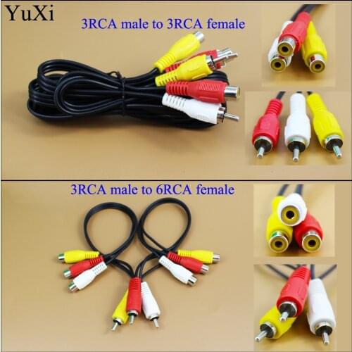 YuXi New 3 RCA Male Jack to 6 RCA/3 RCA Female Plug Splitter Audio Video AV Adapter Cable